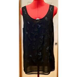 Forever 21 XXI Black Beaded Tank Top - Size Medium